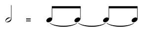 A half note equals 4 beats when the eighth note is one beat.