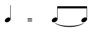A quarter note equals 2 beats when the eighth note is one beat.