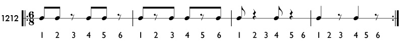 Practice patterns with the eighth note equal to one beat