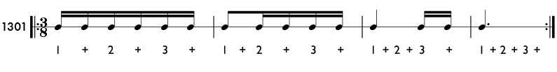 Subdivided eighth note beat patterns