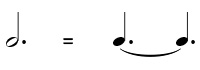 One dotted half note equals two dotted quarter notes