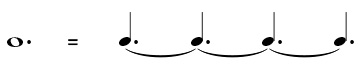 One dotted whole note equals four dotted quarter notes