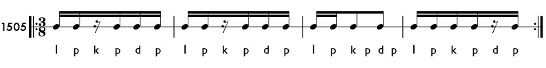 Sixteenth notes in compound meter -rhythm pattern 1505