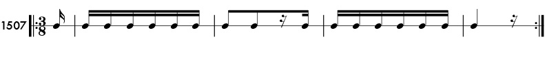 Sixteenth notes in compound meter -rhythm pattern 1507