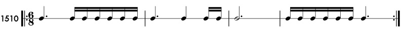 Sixteenth notes in compound meter -rhythm pattern 1510