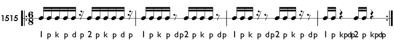 Sixteenth notes in compound meter -rhythm pattern 1515