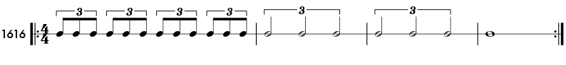 Triplet half notes - pattern 1616