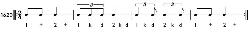 Triplet and duple subdivision - rhythm pattern 1620