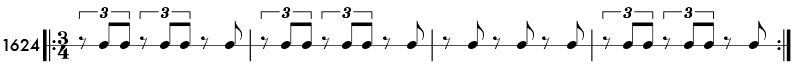 Triplet eighth notes - rhythm pattern 1624