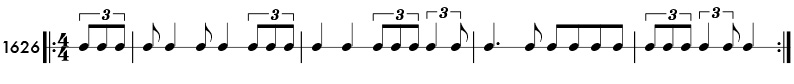 Triplet and duple subdivision - rhythm pattern 1626
