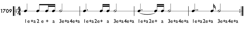 Double dotted note example - Practice pattern 1709