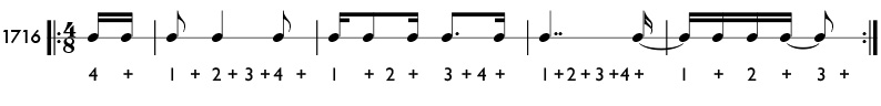 Double dotted note example - Practice pattern 1716