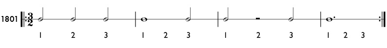 Rhythm example in 3/2 time - pattern 1801