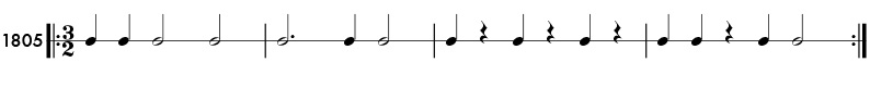 Rhythm example in 3/2 time - pattern 1805