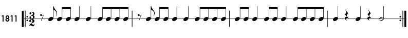 Rhythm example in 3/2 time - pattern 1811
