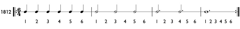 Rhythm example in 6/4 time - pattern 1812