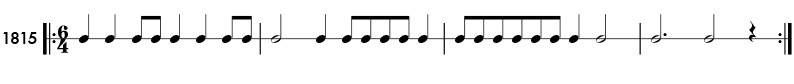 Rhythm example in 6/4 time - pattern 1815