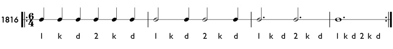Rhythm example in 6/4 time - pattern 1816