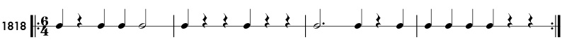 Rhythm example in 6/4 time - pattern 1818