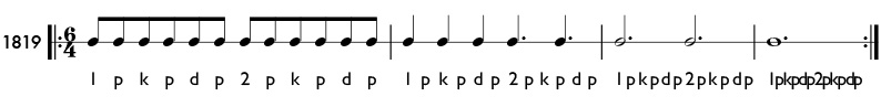 Rhythm example in 6/4 time - pattern 1819