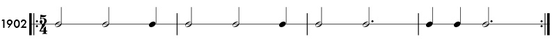 Odd meter rhythm example in 5/4 time - pattern 1902