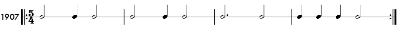 Odd meter rhythm example in 5/4 time - pattern 1907