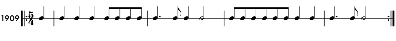 Odd meter example in 5/4 time signature - pattern 1909