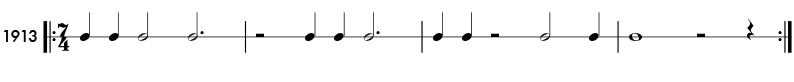 Odd meter rhythm example in 5/4 time - pattern 1913