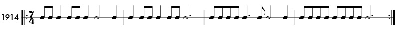 Odd meter rhythm example in 5/4 time - pattern 1914