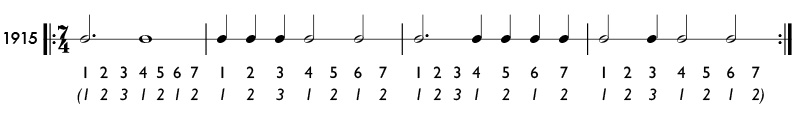 Odd meter rhythm example in 5/4 time - pattern 1915