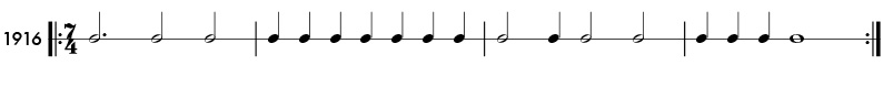 Odd meter rhythm example in 5/4 time - pattern 1916
