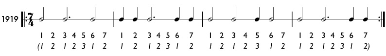 Odd meter rhythm example in 5/4 time - pattern 1919