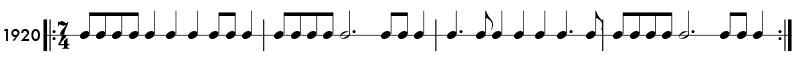 Odd meter rhythm example in 5/4 time - pattern 1920