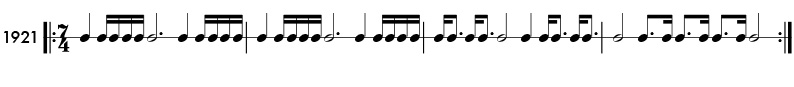 Odd meter rhythm example in 5/4 time - pattern 1921