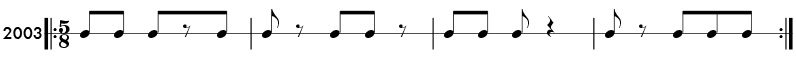 Example of odd meter rhythms in 5/8 time signature - Pattern 2003