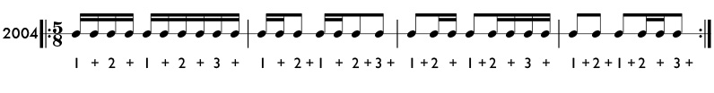 Example of odd meter rhythms in 5/8 time signature - Pattern 2004