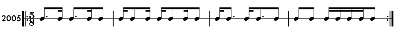 Example of odd meter rhythms in 5/8 time signature - Pattern 2005
