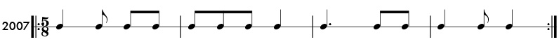 Example of odd meter rhythms in 5/8 time signature - Pattern 2007