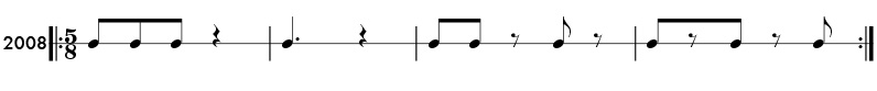 Example of odd meter rhythms in 5/8 time signature - Pattern 2008