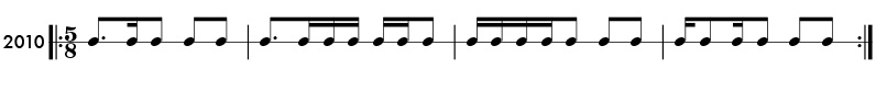 Example of odd meter rhythms in 5/8 time signature - Pattern 2010