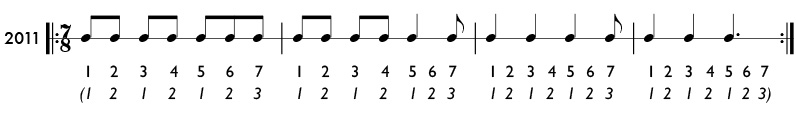 Odd meter 7/8 time signature example - Pattern2011