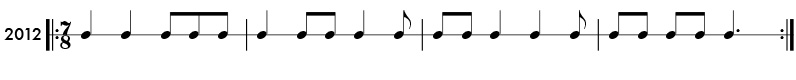 Example of odd meter rhythms in 5/8 time signature - Pattern 2012