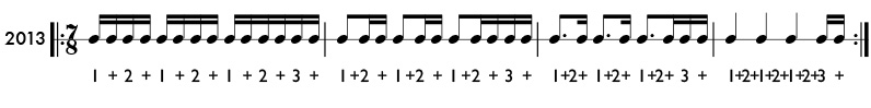 Example of odd meter rhythms in 5/8 time signature - Pattern 2013