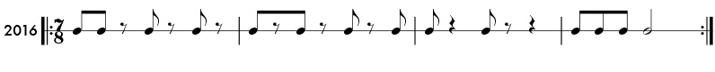Example of odd meter rhythms in 5/8 time signature - Pattern 2016