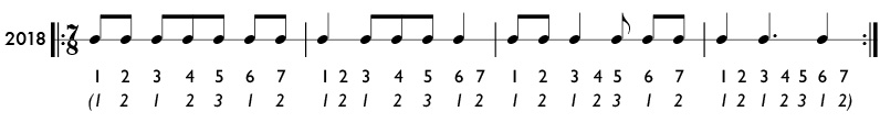 Example of odd meter rhythms in 5/8 time signature - Pattern 2018