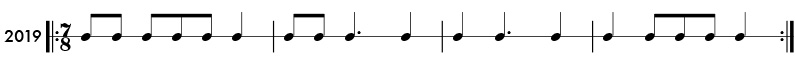 Example of odd meter rhythms in 5/8 time signature - Pattern 2019