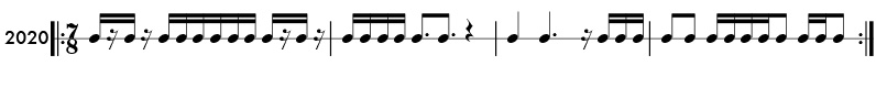Example of odd meter rhythms in 5/8 time signature - Pattern 2020
