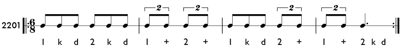 Tuplet examples in compound meter - Pattern 2201