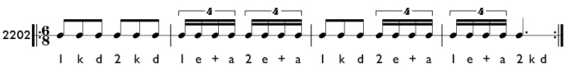 Tuplet examples in compound meter - Pattern 2202
