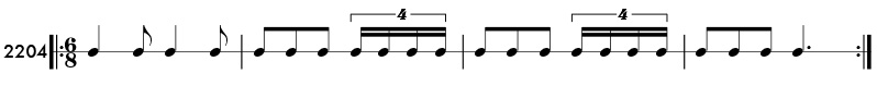 Tuplet examples in compound meter - Pattern 2204